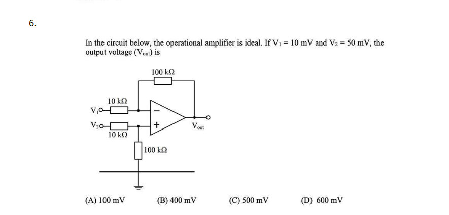 Solved 6. In The Circuit Below, The Operational Amplifier Is | Chegg.com