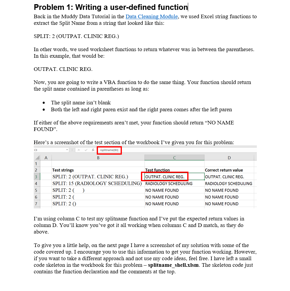 Excel Vba Split String Function Help I Really Need Chegg Com