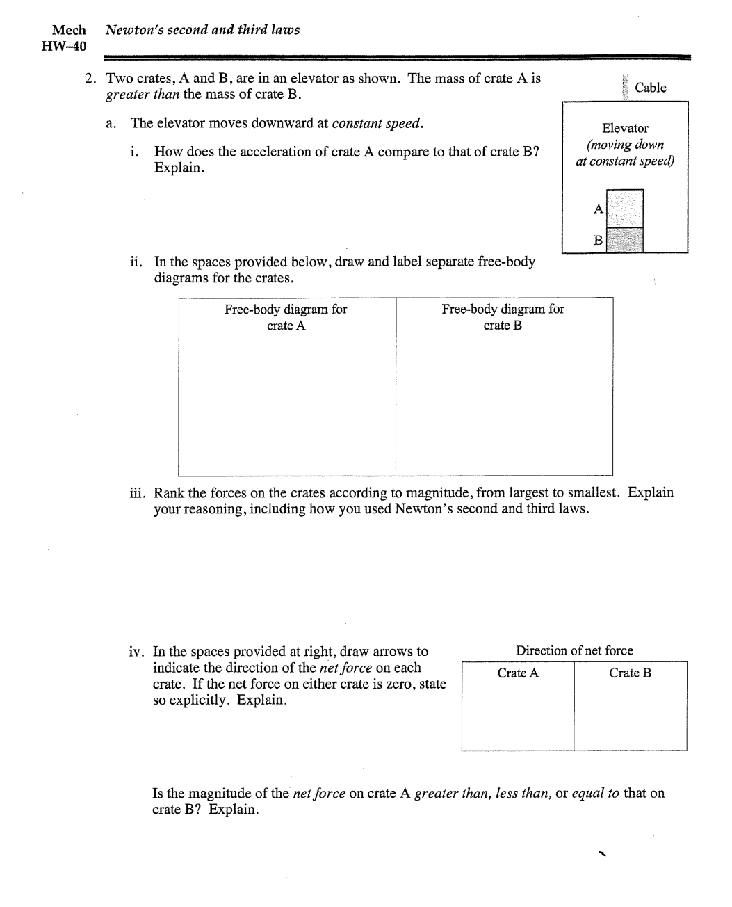 Solved please do all parts2. two crates, A and B, are in an | Chegg.com