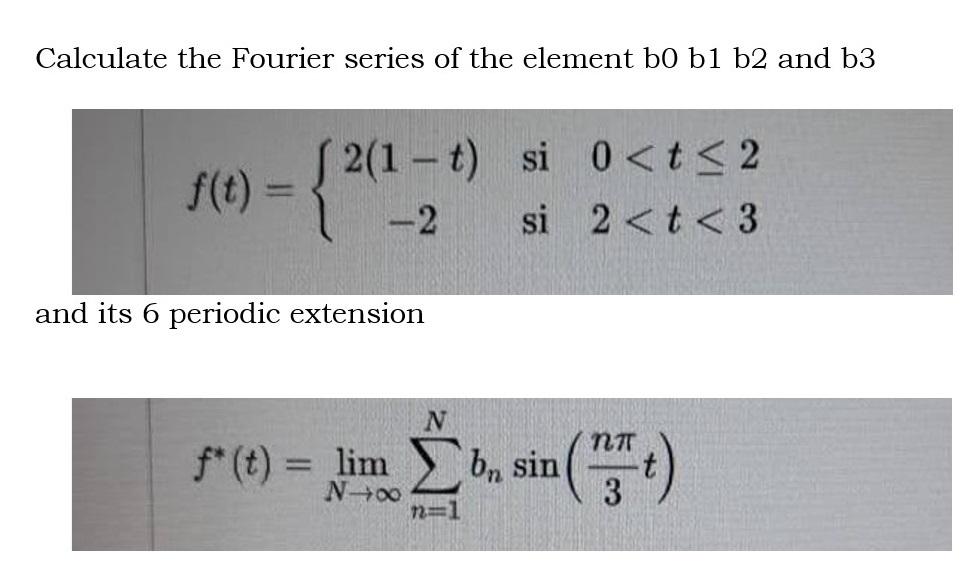 Solved Calculate the Fourier series of the element bo b1 b2 | Chegg.com