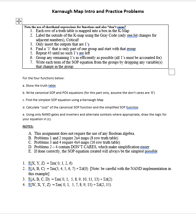 Solved In all the Karnaugh map problems of this assignment