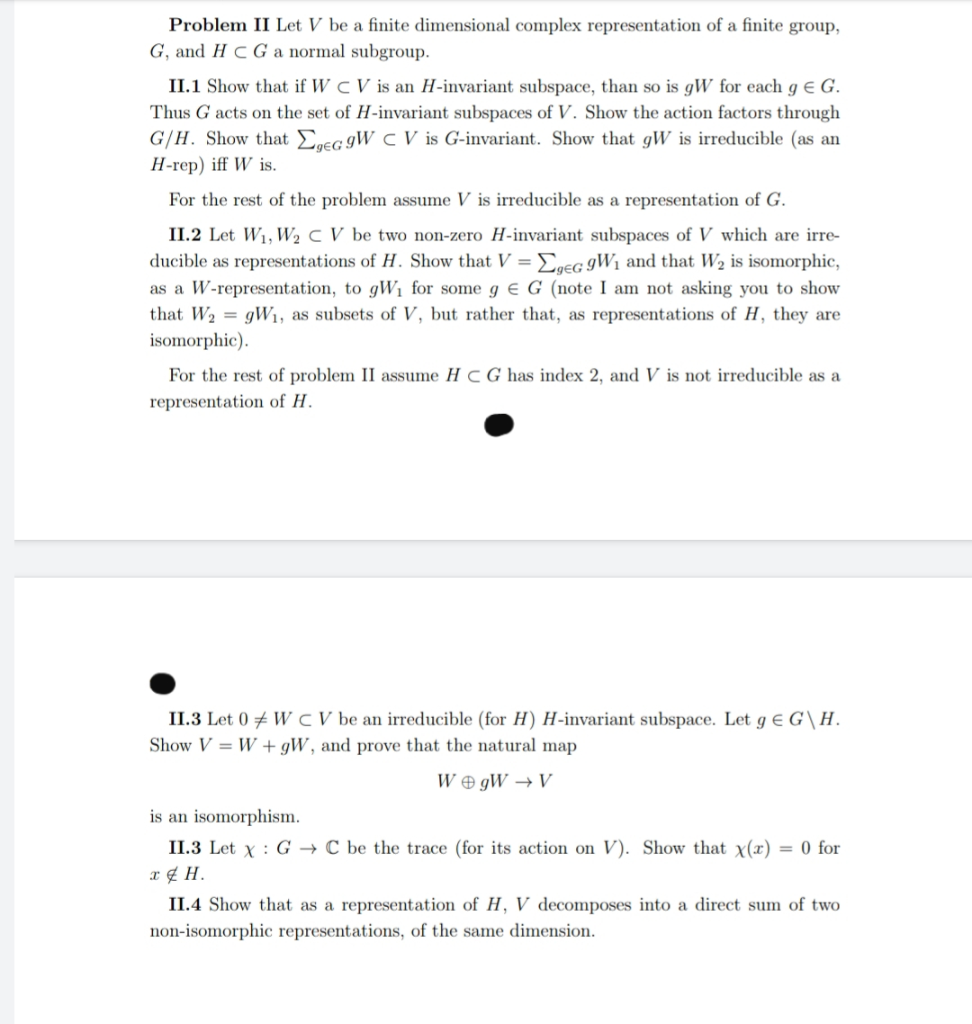 Problem Ii Let V Be A Finite Dimensional Complex R Chegg Com