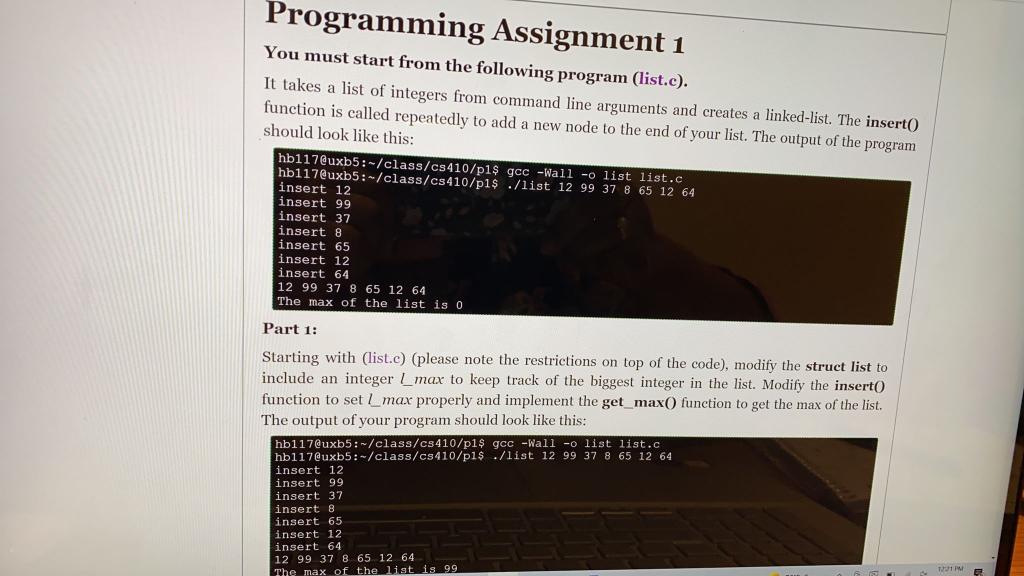 Programming Assignment 1 You must start from the | Chegg.com