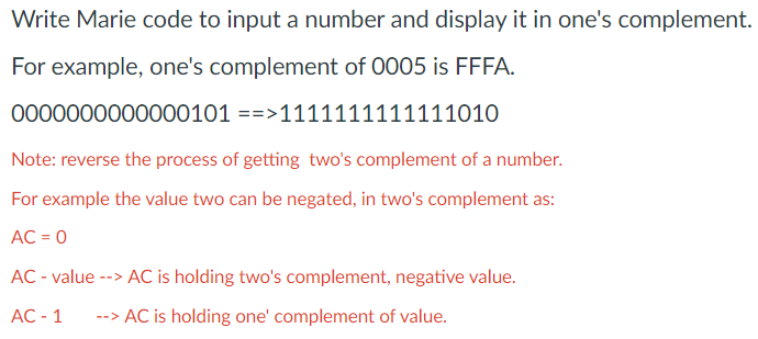 Solved Write Marie code to input a number and display it in | Chegg.com