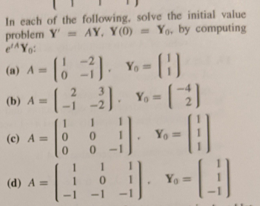 Solved In each of the following, solve the initial value | Chegg.com