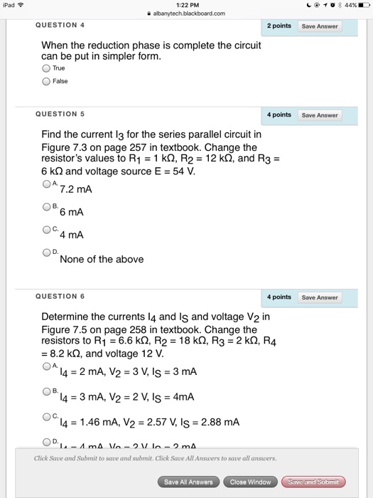 Solved iPad令 1:22 PM QUESTION 1 2 points Save Answer A | Chegg.com