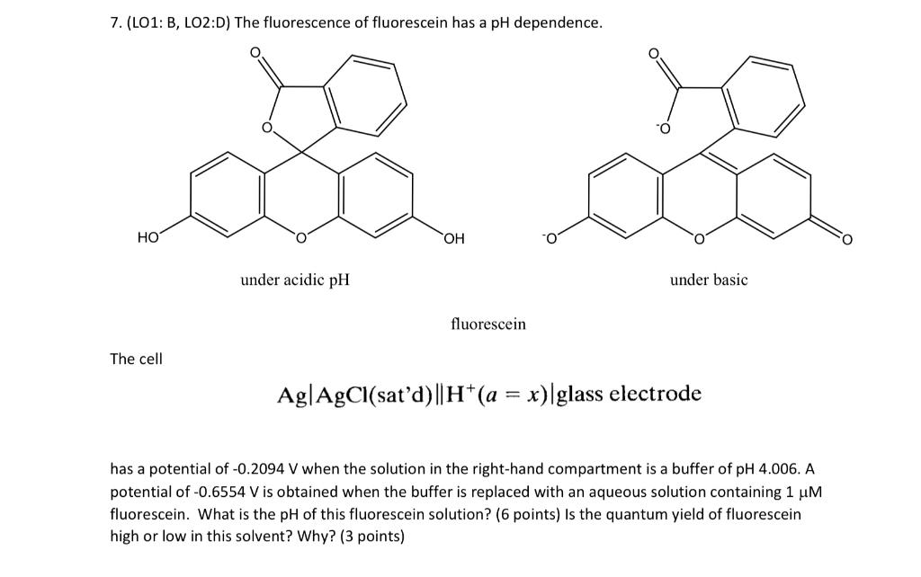 Solved 7. (L01 B, LO2D) The fluorescence of fluorescein