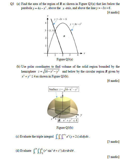 Solved Q3 (a) Find the area of the region of R as shown in | Chegg.com