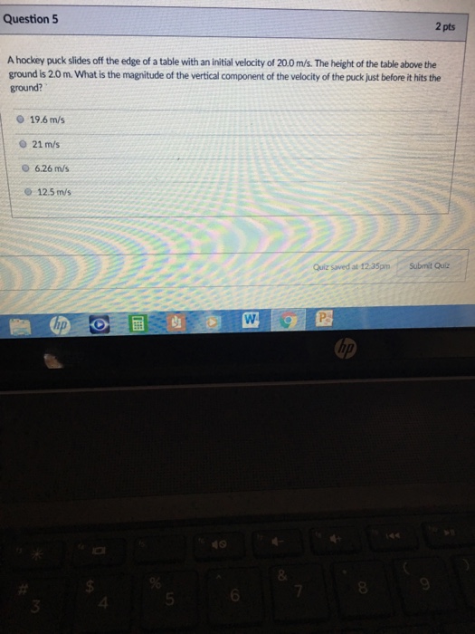 Solved A hockey puck slides off the edge of a table with an