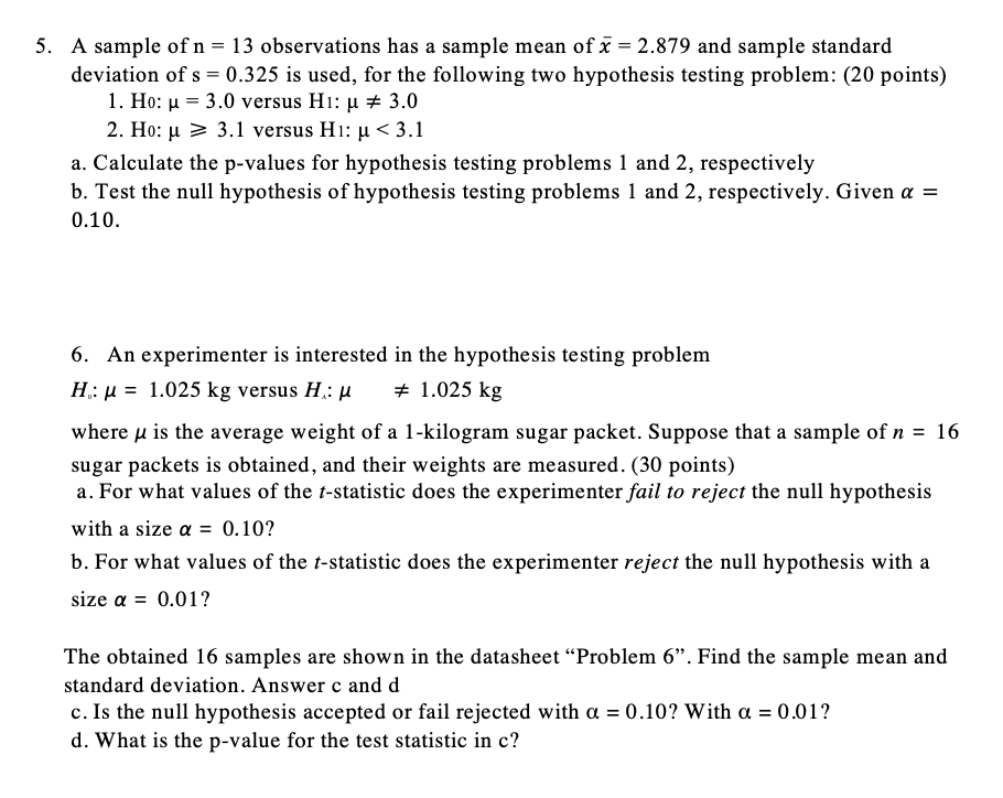 Solved A sample of n=13 observations has a sample mean of | Chegg.com
