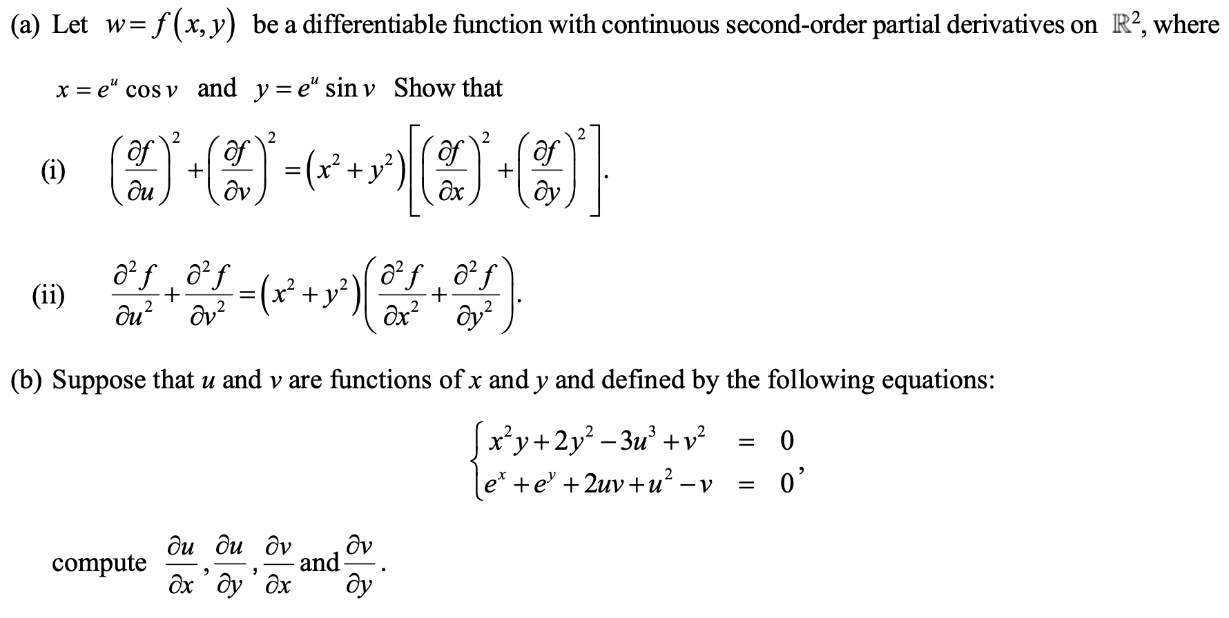 Solved a (a) Let w=f(x,y) be a differentiable function with | Chegg.com