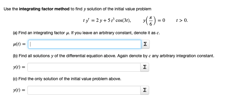 Solved Use The Integrating Factor Method To Find Y Solution | Chegg.com