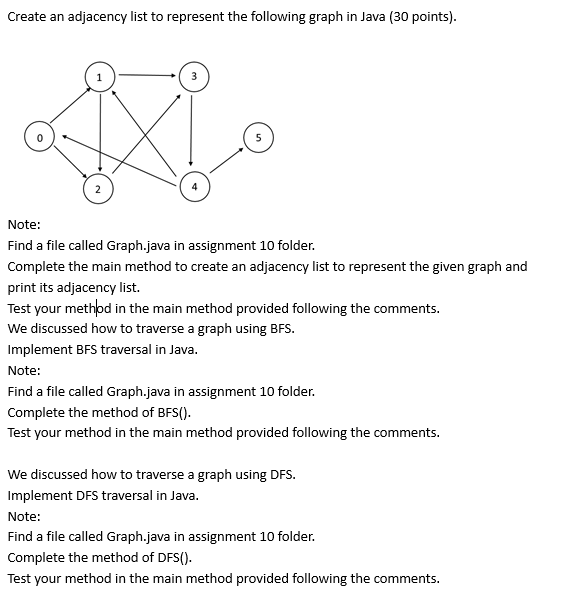 Solved (50 pts) Task 1: Write Java codes to create the graph