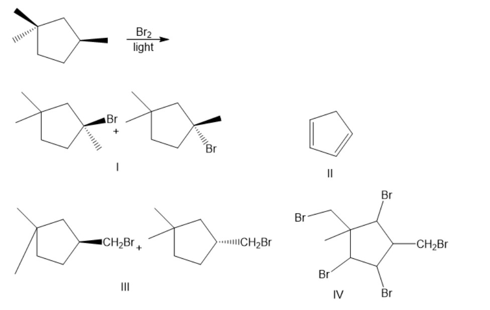 Solved Br2 Light Br + II Br Br CH2Br + CH2Br -CH2Br Br IV Br | Chegg.com