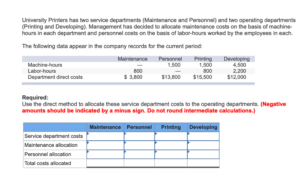 Solved University Printers has two service departments