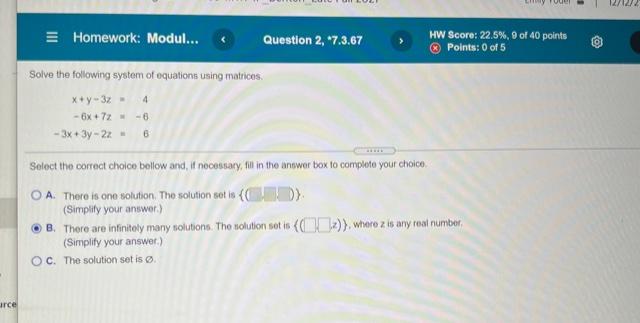 Solved Homework: Modul... Question 2. *7.3.67 HW Score: | Chegg.com