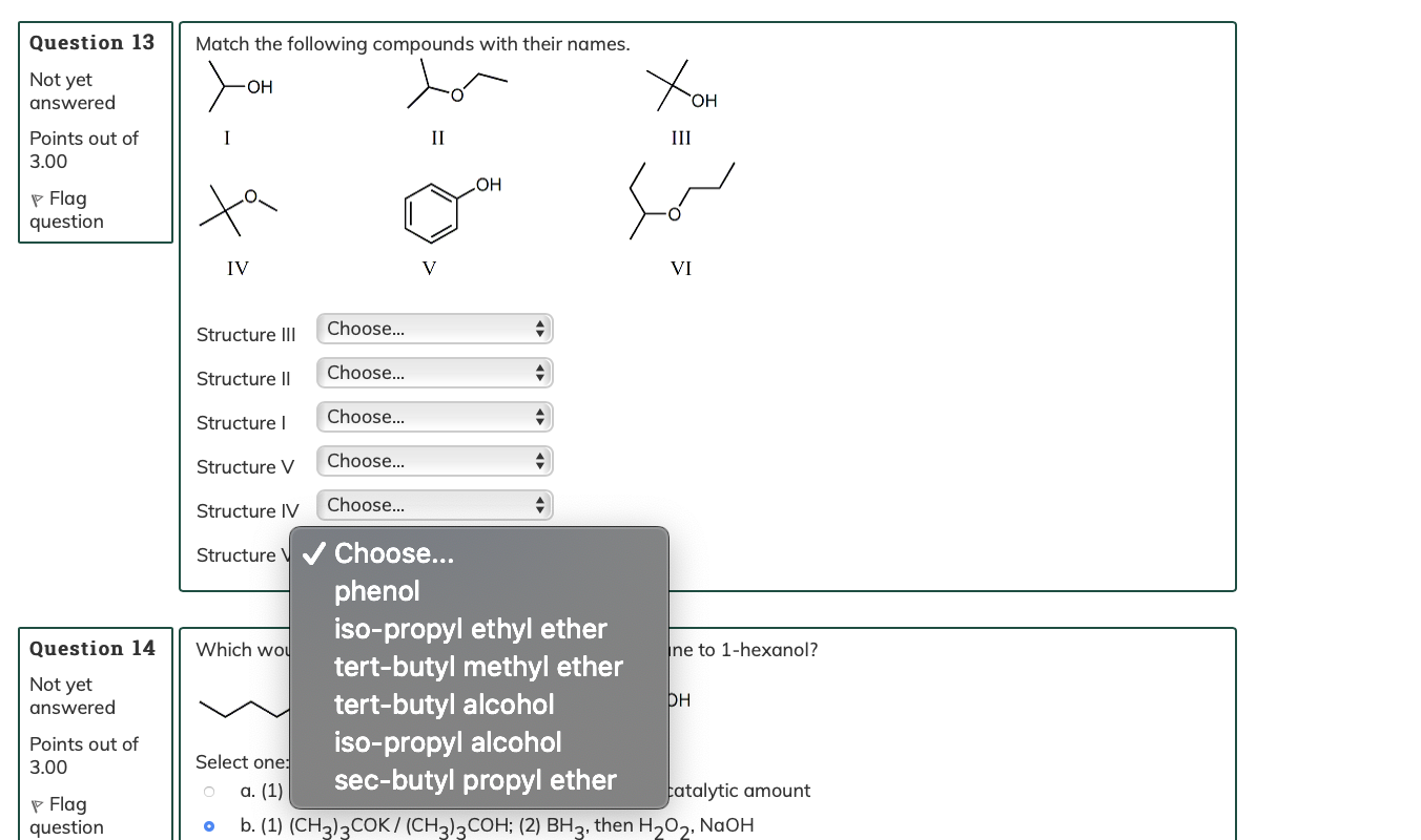 Solved Question 13 Match the following compounds with their | Chegg.com