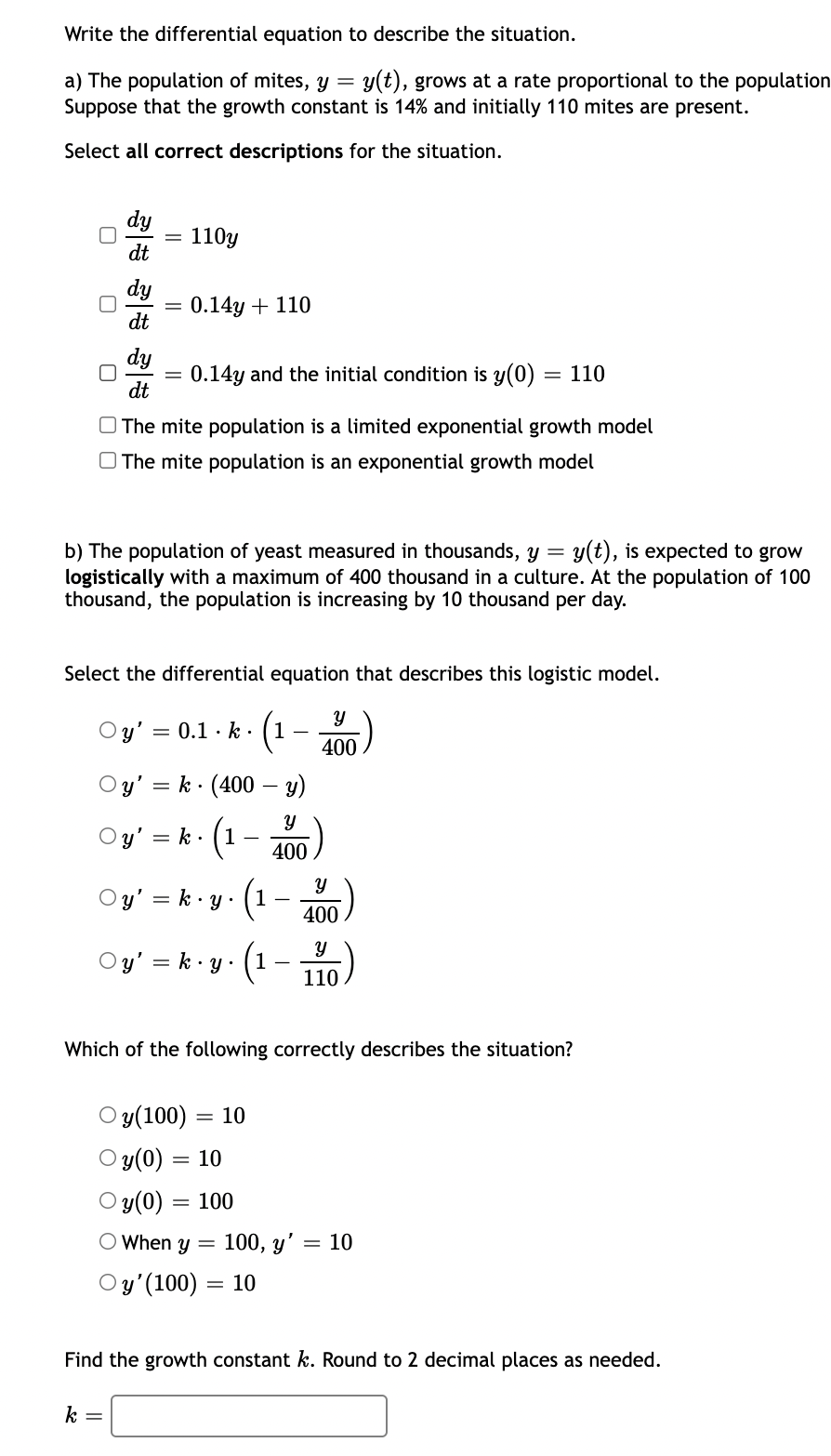 Solved Write The Differential Equation To Describe The