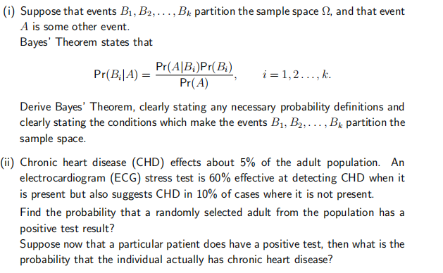 Solved I) Suppose That Events \\( B_{1}, B_{2}, \\ldots, | Chegg.com