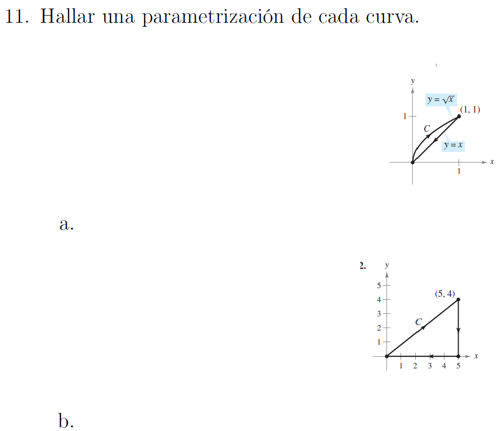 11. Hallar una parametrización de cada curva.