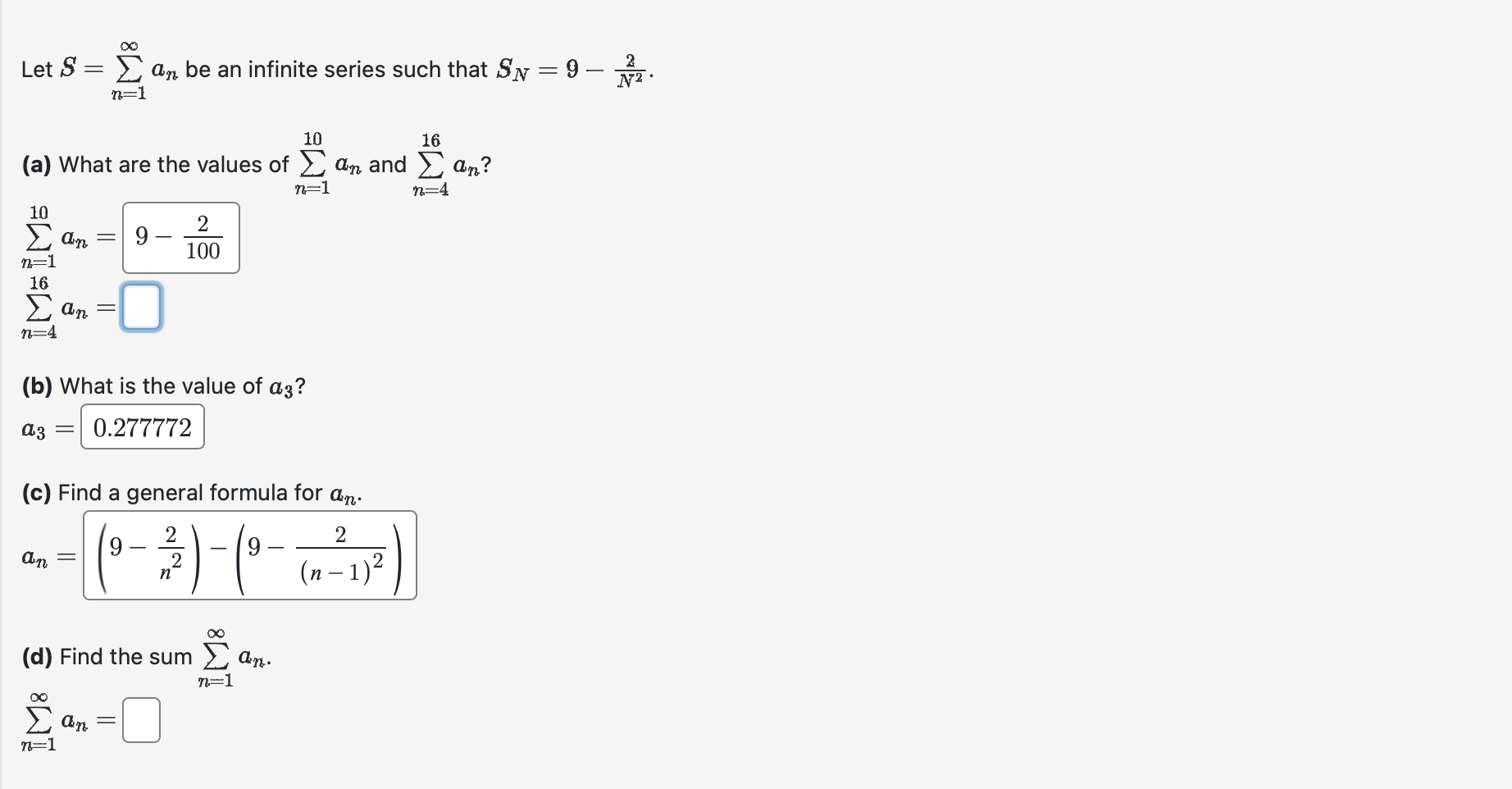 Solved Let S=∑n=1∞an be an infinite series such that | Chegg.com