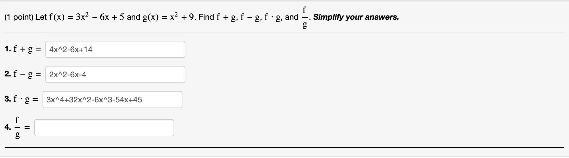 solved-1-point-let-f-x-3x2-6x-5-and-g-x-x2-9-find-chegg