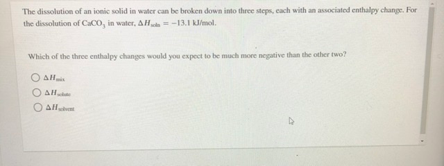 Solved The dissolution of an ionic solid in water can be | Chegg.com