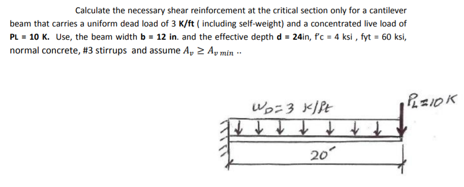 Solved Calculate the necessary shear reinforcement at the | Chegg.com