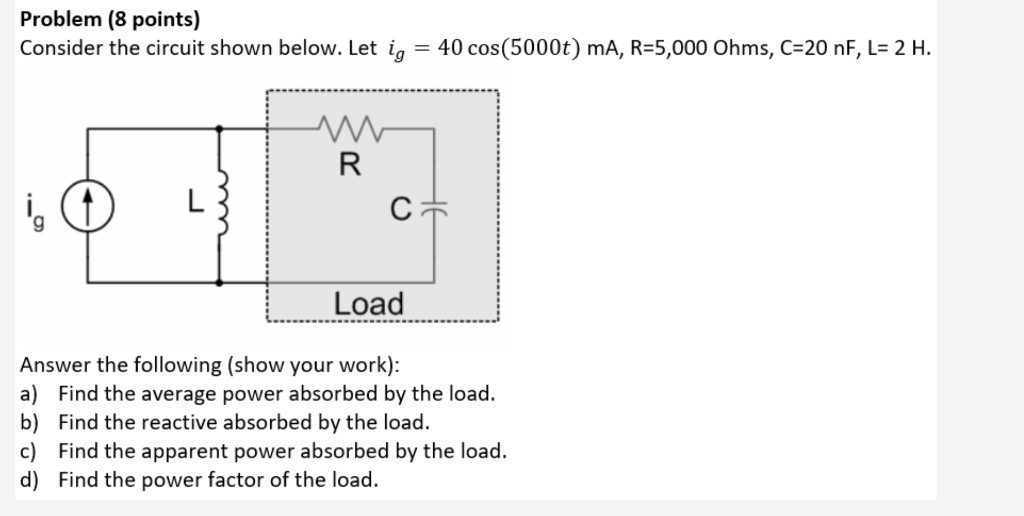 Solved Problem (8 points) Consider the circuit shown below. | Chegg.com