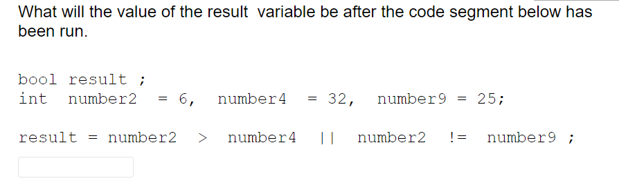 Solved What will the value of the result variable be after | Chegg.com