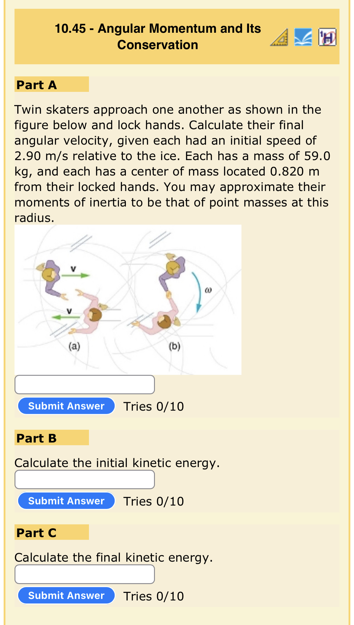 Solved 10.45 - Angular Momentum and Its Conservation Part A | Chegg.com