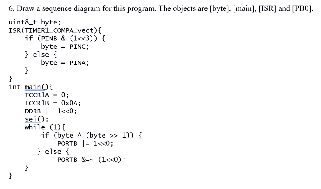 6. Draw a sequence diagram for this program. The | Chegg.com