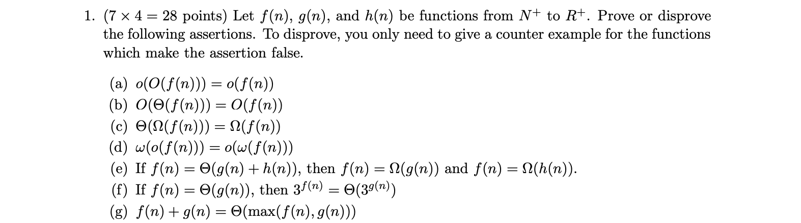 1 7 4 28 Points Let F N G N And H N Be Chegg Com