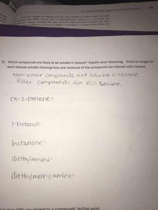 Solved Which compounds are likely to be soluble in hexane?