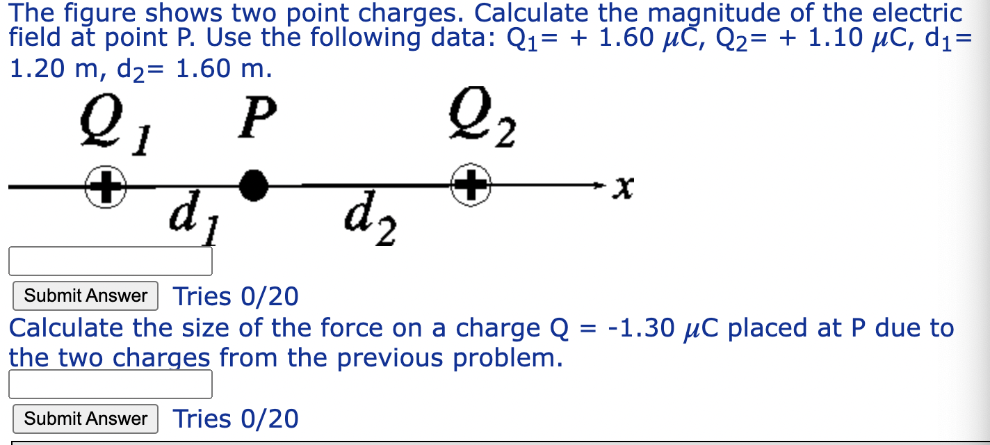 Solved The Figure Shows Two Point Charges. Calculate The | Chegg.com