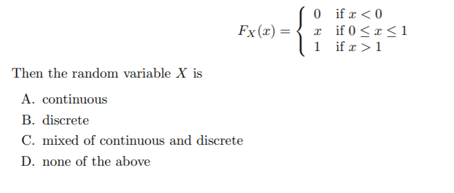 Solved 1. We know the CDF of a random variable X is given | Chegg.com