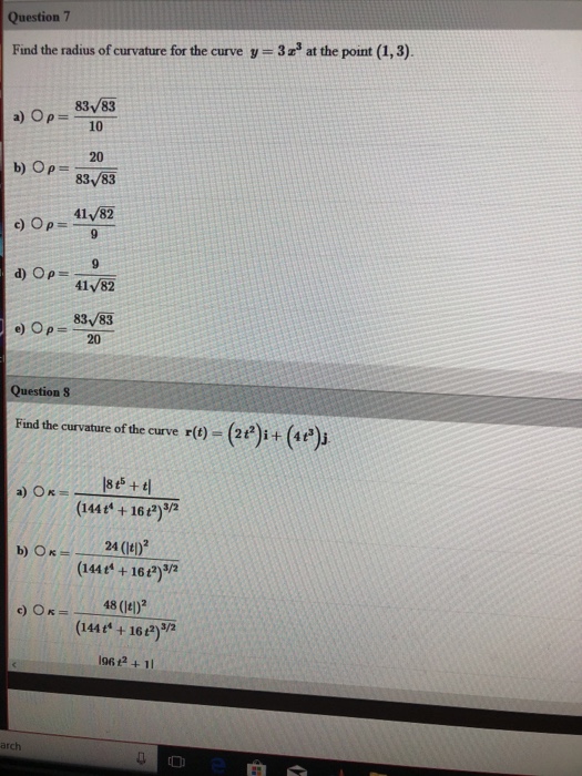 Solved Question 7 323 at the point (1,3). Find the radius of | Chegg.com