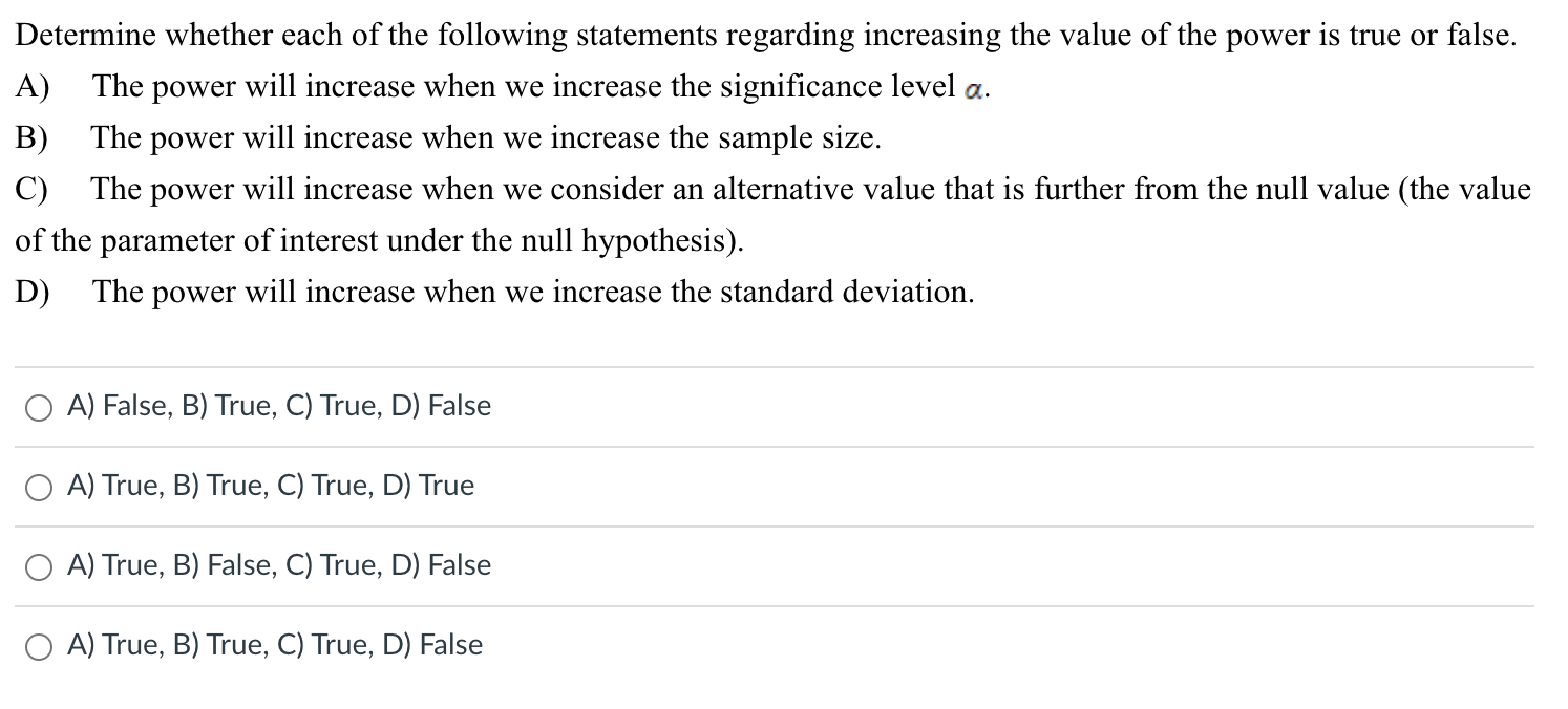 Solved Determine whether each of the following statements | Chegg.com