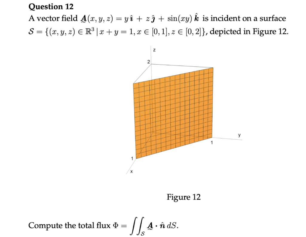 Solved Question 12 A Vector Field A X Y Z Ye Z O Chegg Com