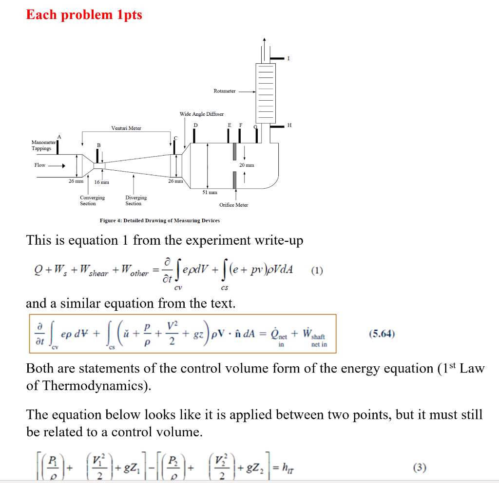 Solved Each problem 1pts Rotameter Wide Angle Diffuser F H | Chegg.com
