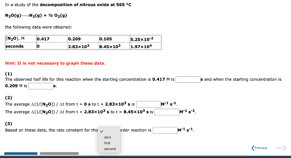 Solved In a study of the of nitrous oxide at