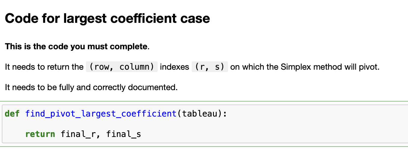 Solved Code for largest coefficient case This is the code | Chegg.com