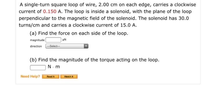 Solved A single-turn square loop of wire, 2.00 cm on each | Chegg.com