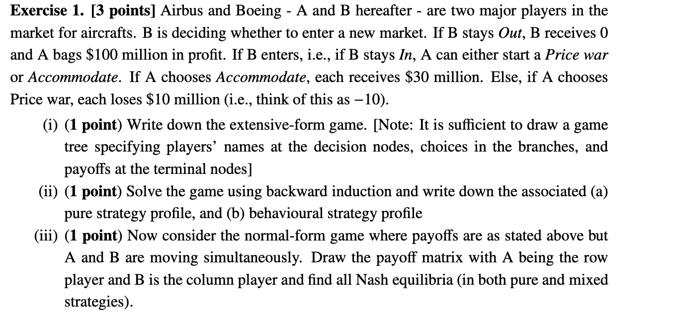 Solved Exercise 1. [3 Points] Airbus And Boeing - A And B | Chegg.com