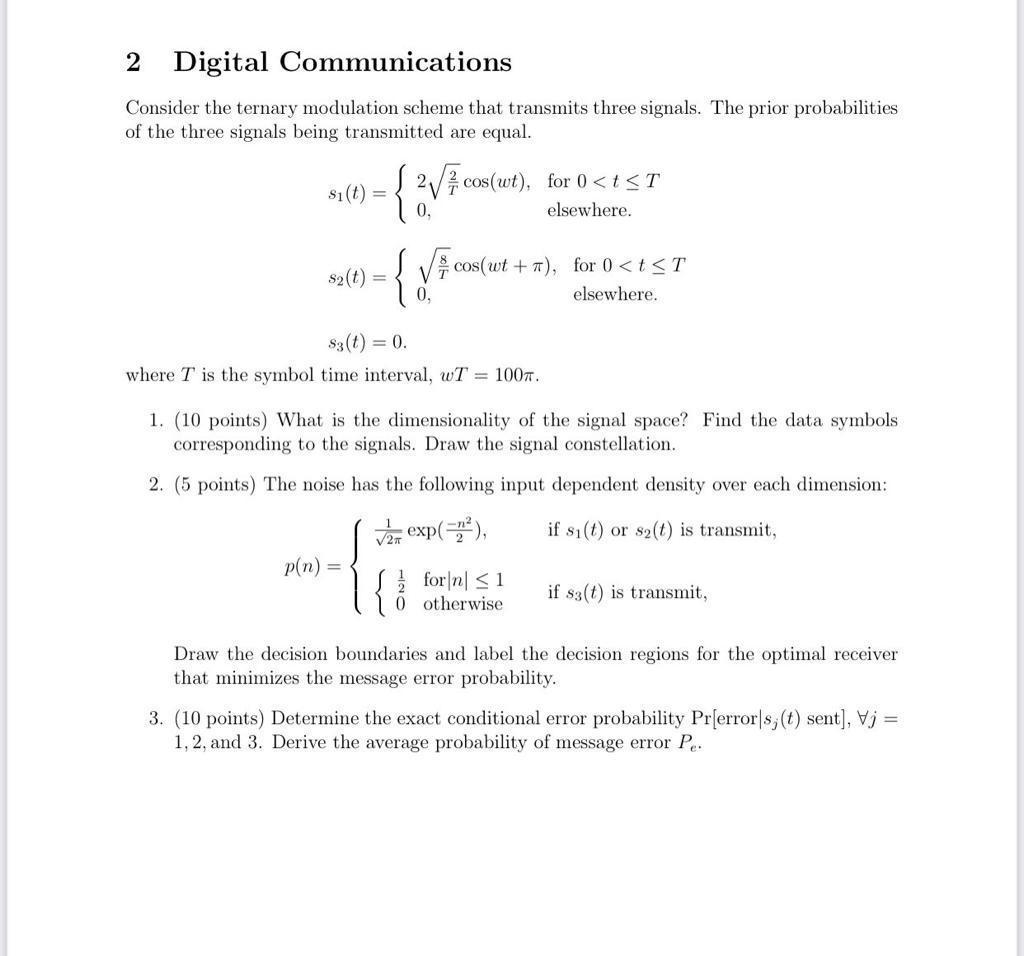 2 Digital Communications Consider the ternary | Chegg.com