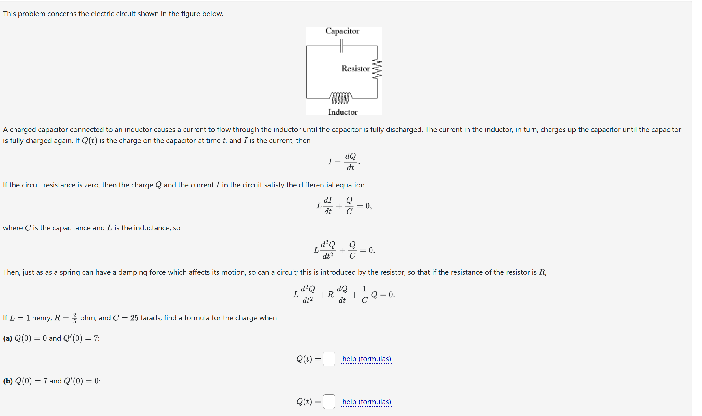 Solved by an EXPERT This problem concerns the electric circuit shown in ...
