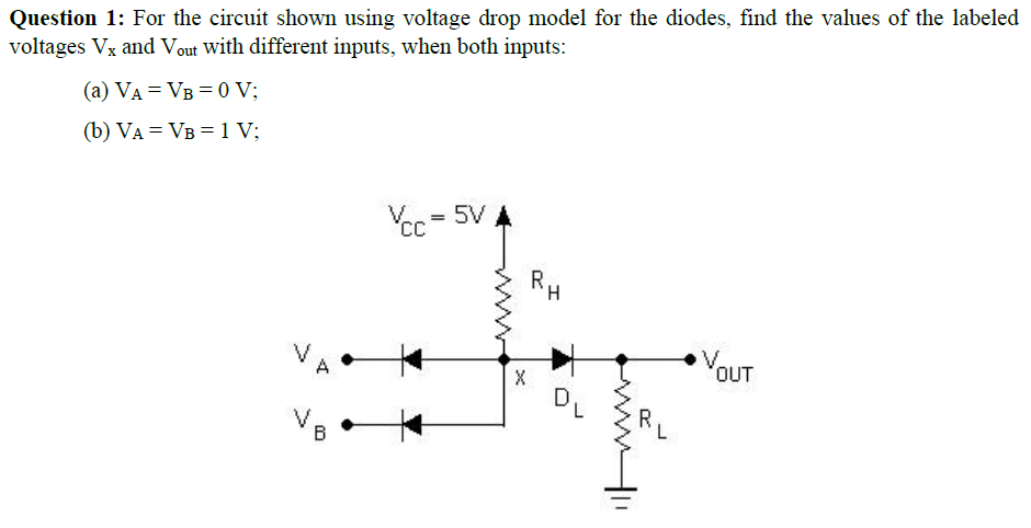 Solved Question 1: For the circuit shown using voltage drop | Chegg.com