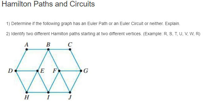 Solved Hamilton Paths and Circuits 1) Determine if the | Chegg.com