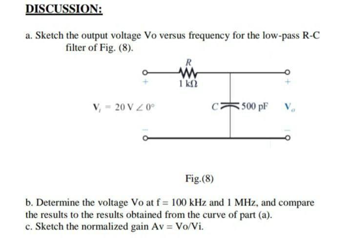 Solved DISCUSSION: a. Sketch the output voltage Vo versus | Chegg.com