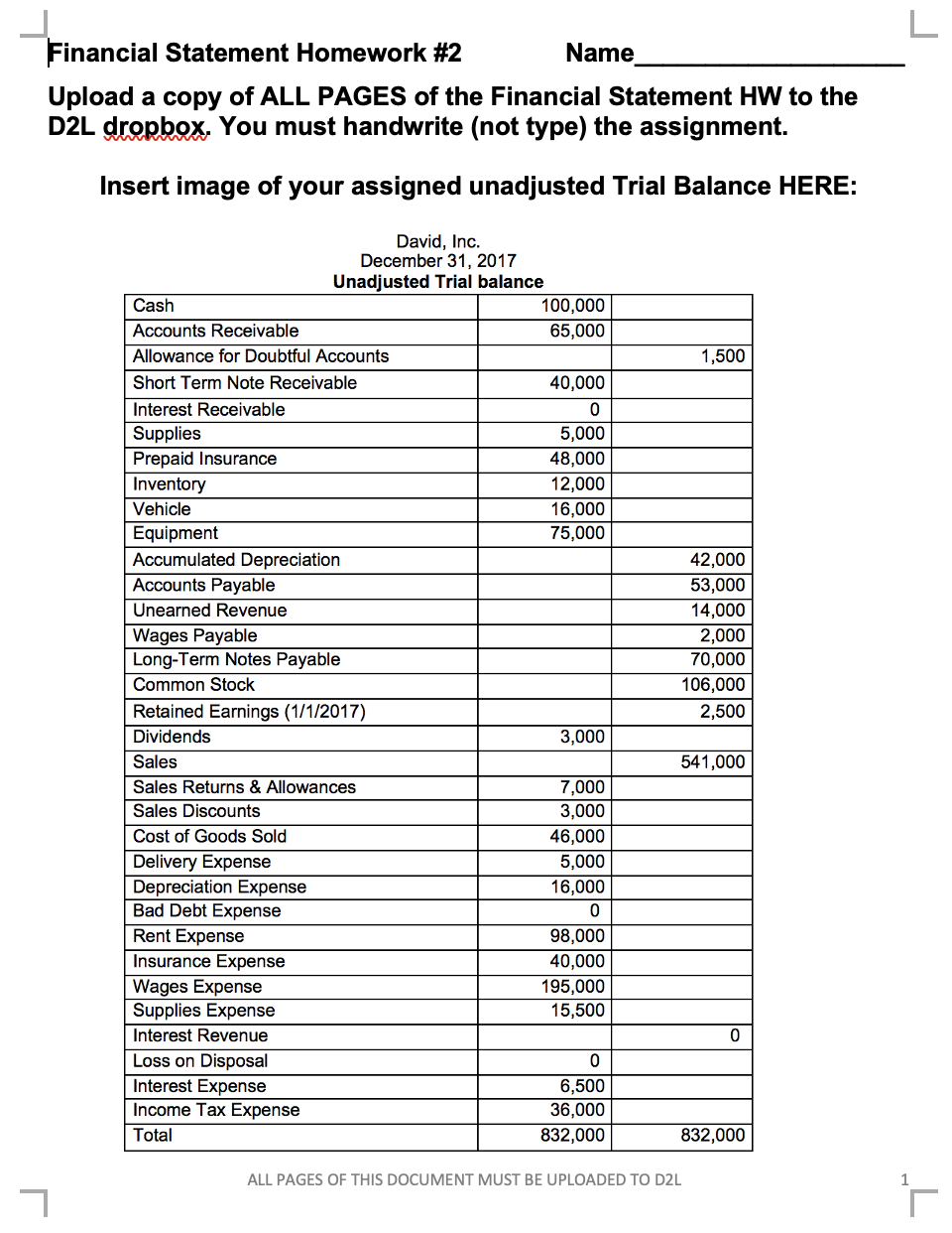 Solved Financial Statement Homework #2 Name Upload a copy of | Chegg.com